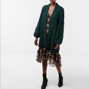 Express Matte Chenille Baloon Sleeve Cardigan
